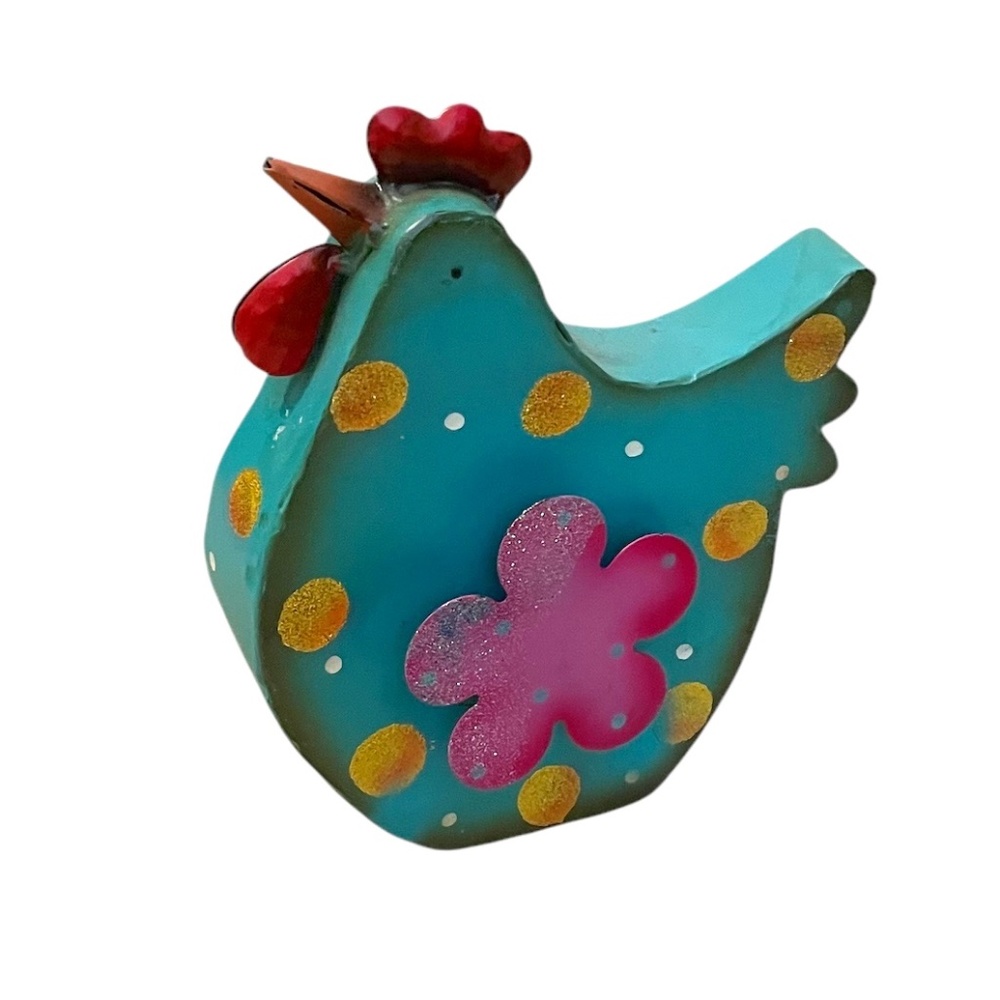 Burton & Burton Whimsical Tin Chicken Hen‎ Figurine Decor